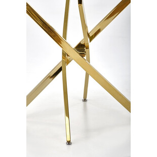 Stół szklany glamour Raymond 100cm czarny marmur / złoty Halmar