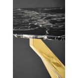 Stół szklany glamour Raymond 100cm czarny marmur / złoty Halmar