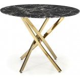 Stół szklany glamour Raymond 100cm czarny marmur / złoty Halmar