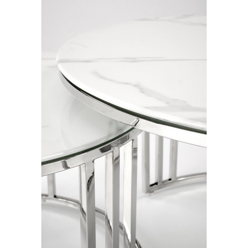 Stoliki glamour Halmar Mercury | Biały marmur, srebrny - Kup online