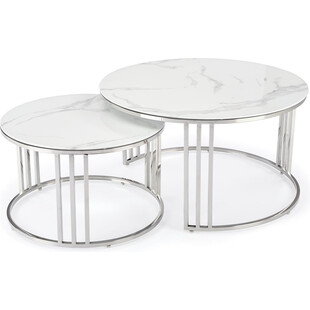 Stoliki glamour Halmar Mercury | Biały marmur, srebrny - Kup online