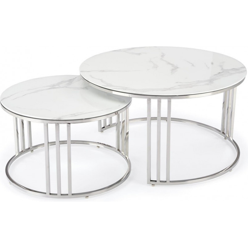 Stoliki glamour Halmar Mercury | Biały marmur, srebrny - Kup online