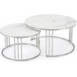 Stoliki glamour Halmar Mercury | Biały marmur, srebrny - Kup online