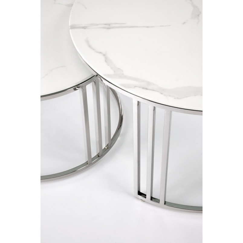 Stoliki glamour Halmar Mercury | Biały marmur, srebrny - Kup online