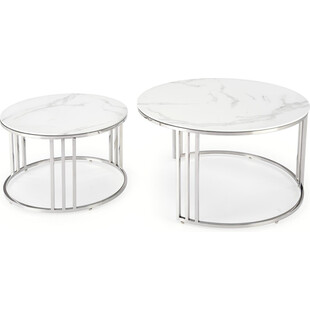 Stoliki glamour Halmar Mercury | Biały marmur, srebrny - Kup online