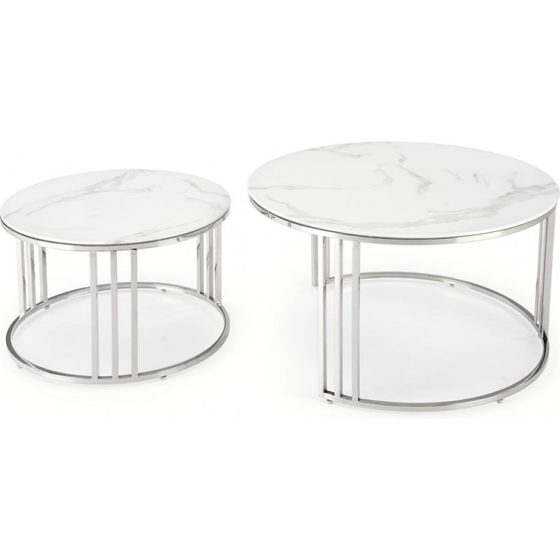 Stoliki glamour Halmar Mercury | Biały marmur, srebrny - Kup online