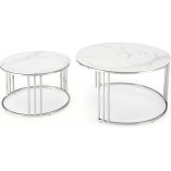 Stoliki glamour Halmar Mercury | Biały marmur, srebrny - Kup online
