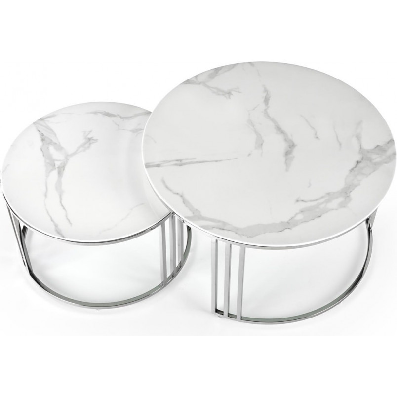 Stoliki glamour Halmar Mercury | Biały marmur, srebrny - Kup online