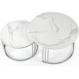 Stoliki glamour Halmar Mercury | Biały marmur, srebrny - Kup online