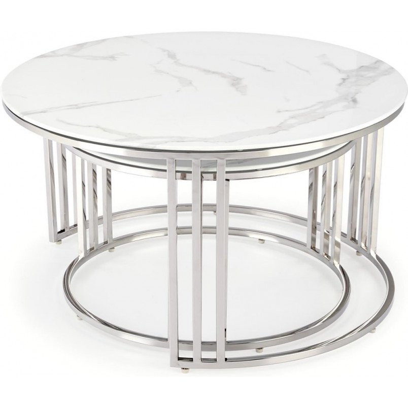 Stoliki glamour Halmar Mercury | Biały marmur, srebrny - Kup online