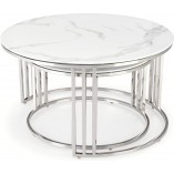 Stoliki glamour Halmar Mercury | Biały marmur, srebrny - Kup online