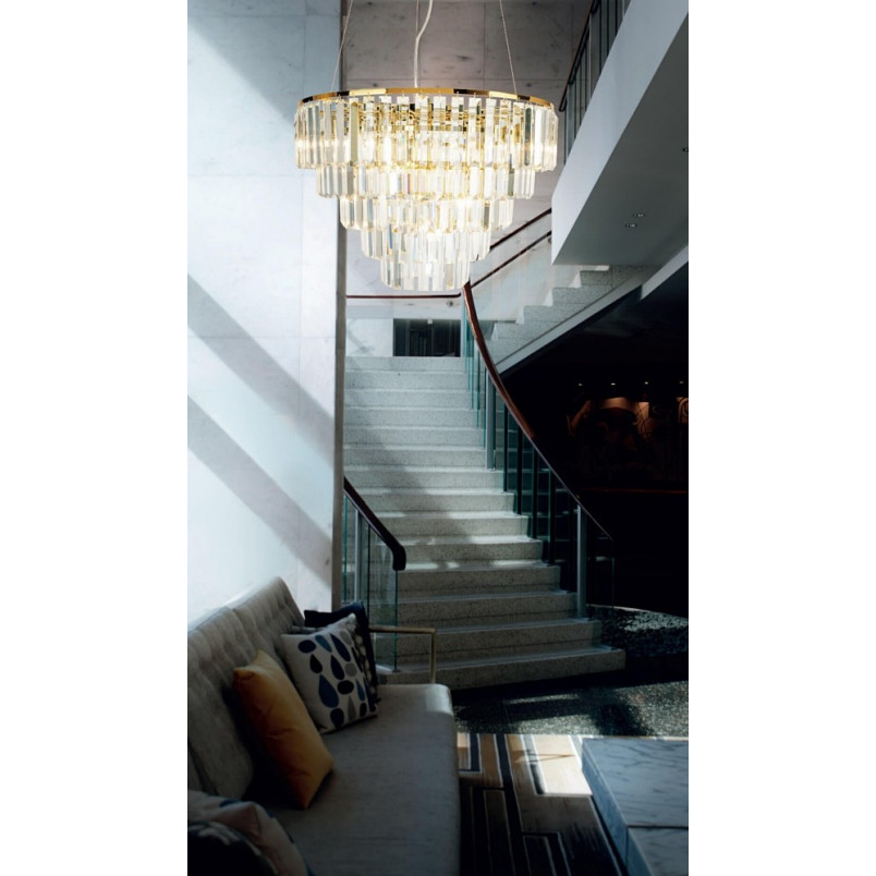 Lampa wisząca Monaco - Kryształowa, Glamour, Złota | MaxLight
