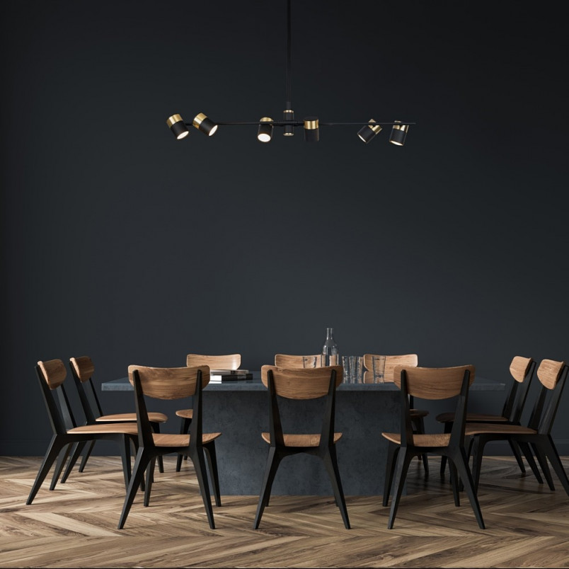 Lampa Sufitowa Puma VI Czarno-Złota | MaxLight