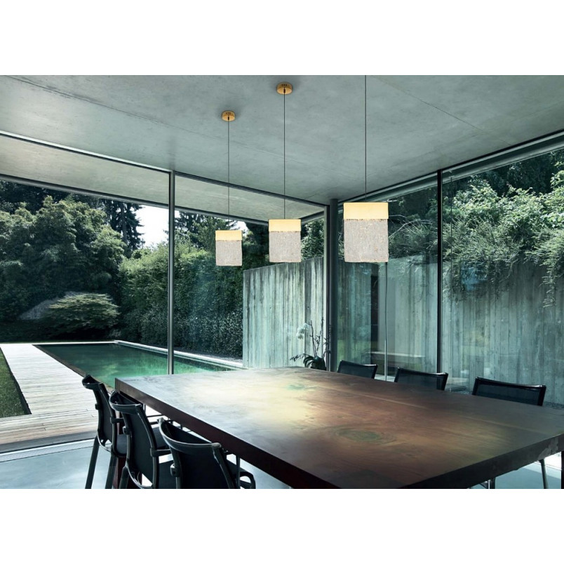 Lampa Wisząca Glamour Vetro Złota LED MaxLight | Salon, Jadalnia