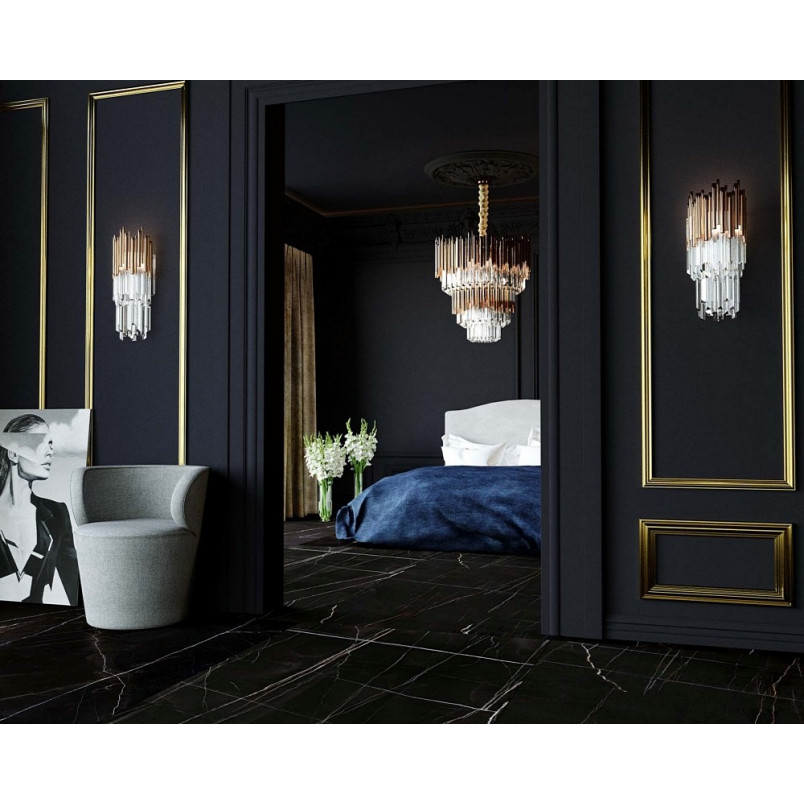 Żyrandol Kryształowy Glamour Vogue Złoty 60cm - MaxLight