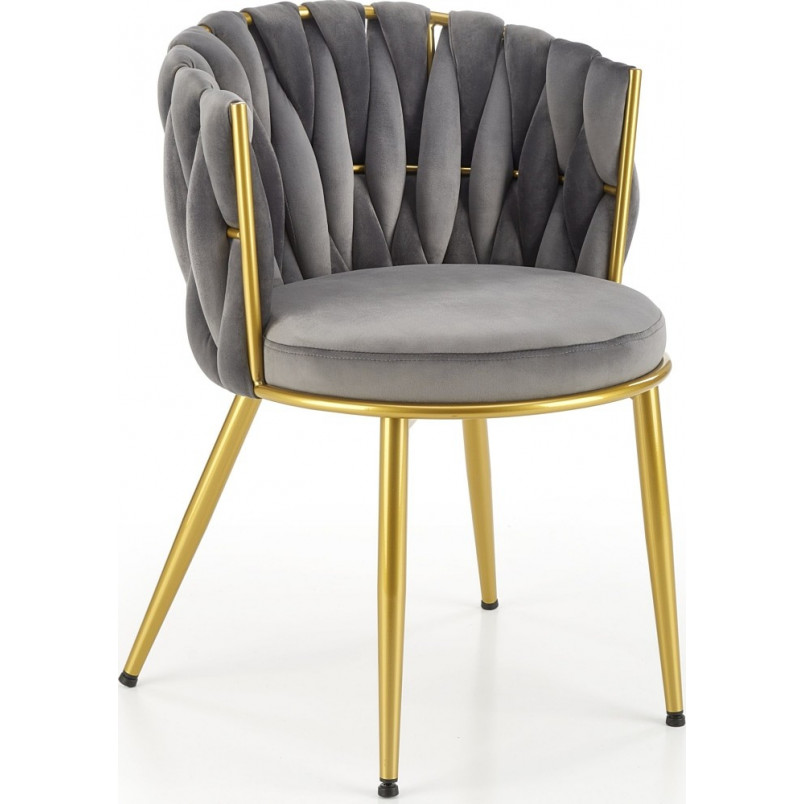 Krzesło welurowe szare z złotymi nogami Halmar K517 | Komfort i Elegancja