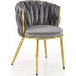 Krzesło welurowe szare z złotymi nogami Halmar K517 | Komfort i Elegancja