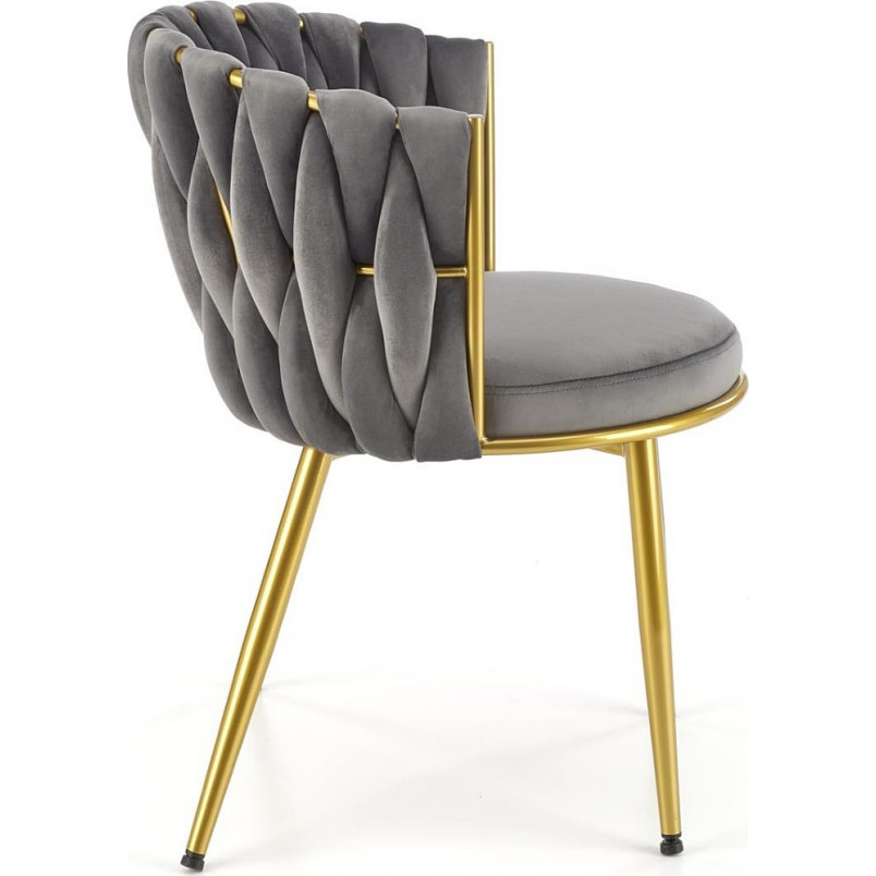 Krzesło welurowe szare z złotymi nogami Halmar K517 | Komfort i Elegancja