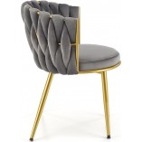 Krzesło welurowe szare z złotymi nogami Halmar K517 | Komfort i Elegancja