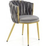 Krzesło welurowe szare z złotymi nogami Halmar K517 | Komfort i Elegancja
