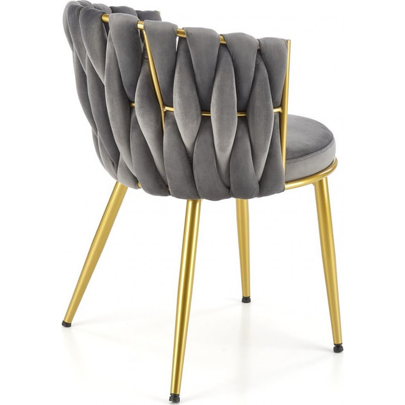Krzesło welurowe szare z złotymi nogami Halmar K517 | Komfort i Elegancja