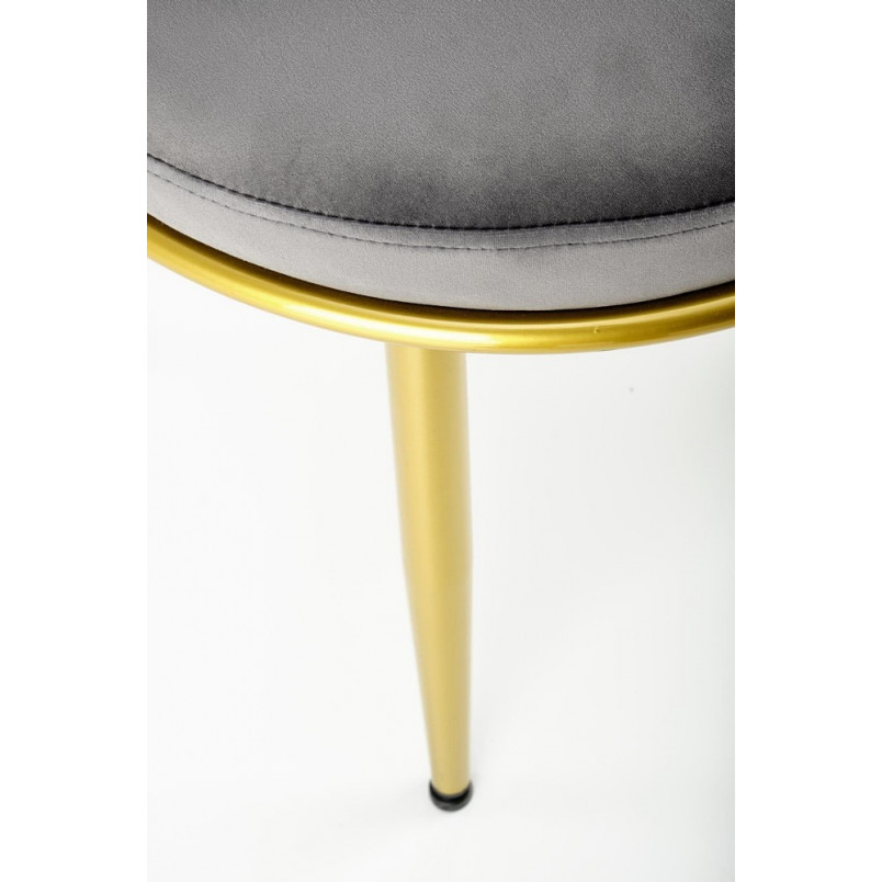 Krzesło welurowe szare z złotymi nogami Halmar K517 | Komfort i Elegancja