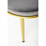 Krzesło welurowe szare z złotymi nogami Halmar K517 | Komfort i Elegancja