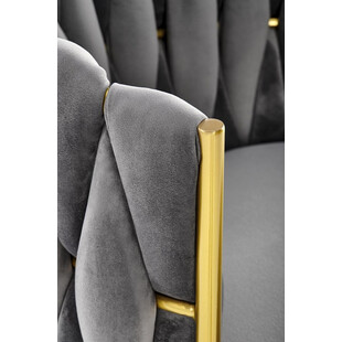Krzesło welurowe szare z złotymi nogami Halmar K517 | Komfort i Elegancja