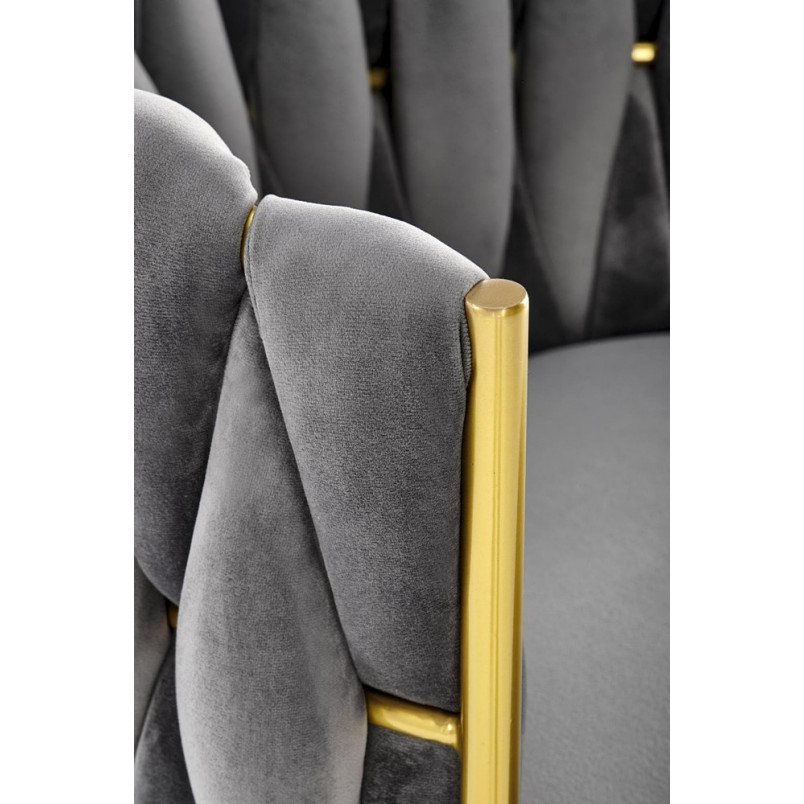 Krzesło welurowe szare z złotymi nogami Halmar K517 | Komfort i Elegancja
