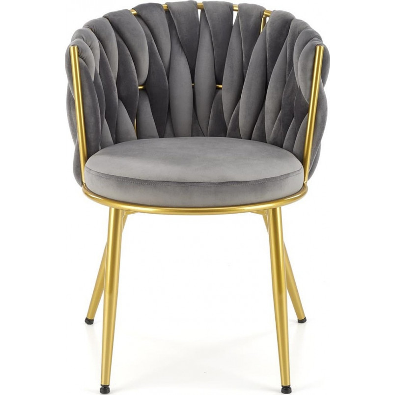 Krzesło welurowe szare z złotymi nogami Halmar K517 | Komfort i Elegancja