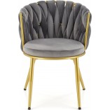 Krzesło welurowe szare z złotymi nogami Halmar K517 | Komfort i Elegancja