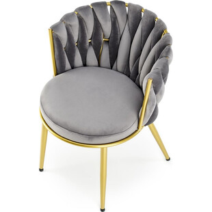 Krzesło welurowe szare z złotymi nogami Halmar K517 | Komfort i Elegancja