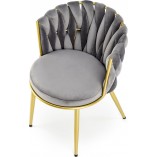 Krzesło welurowe szare z złotymi nogami Halmar K517 | Komfort i Elegancja