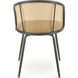 Krzesło rattanowe z welurowym siedziskiem K508 rattan / szary / czarny Halmar
