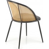 Krzesło rattanowe z welurowym siedziskiem K508 rattan / szary / czarny Halmar