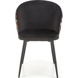 Krzesło welurowe K506 czarny / kwiatowy wzór Halmar