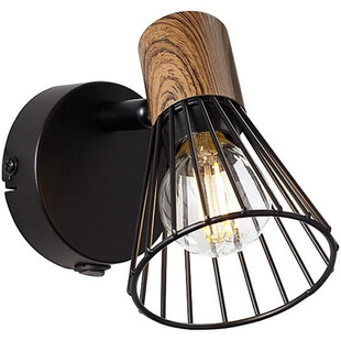 Kinkiet Loft Manama - czarny metal, drewno | Brilliant