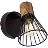 Kinkiet Loft Manama - czarny metal, drewno | Brilliant