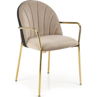 Krzesło muszelka na złotych nogach K500 beż / czarny Halmar