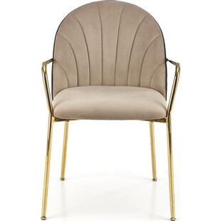 Krzesło muszelka na złotych nogach K500 beż / czarny Halmar