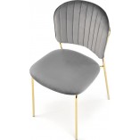 Krzesło welurowe ze złotymi nogami K499 szare