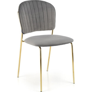 Krzesło welurowe ze złotymi nogami K499 szare Halmar