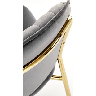 Krzesło welurowe ze złotymi nogami K499 szare