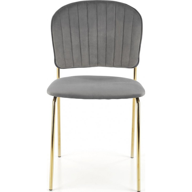 Krzesło welurowe ze złotymi nogami K499 szare