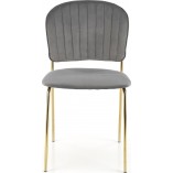 Krzesło welurowe ze złotymi nogami K499 szare