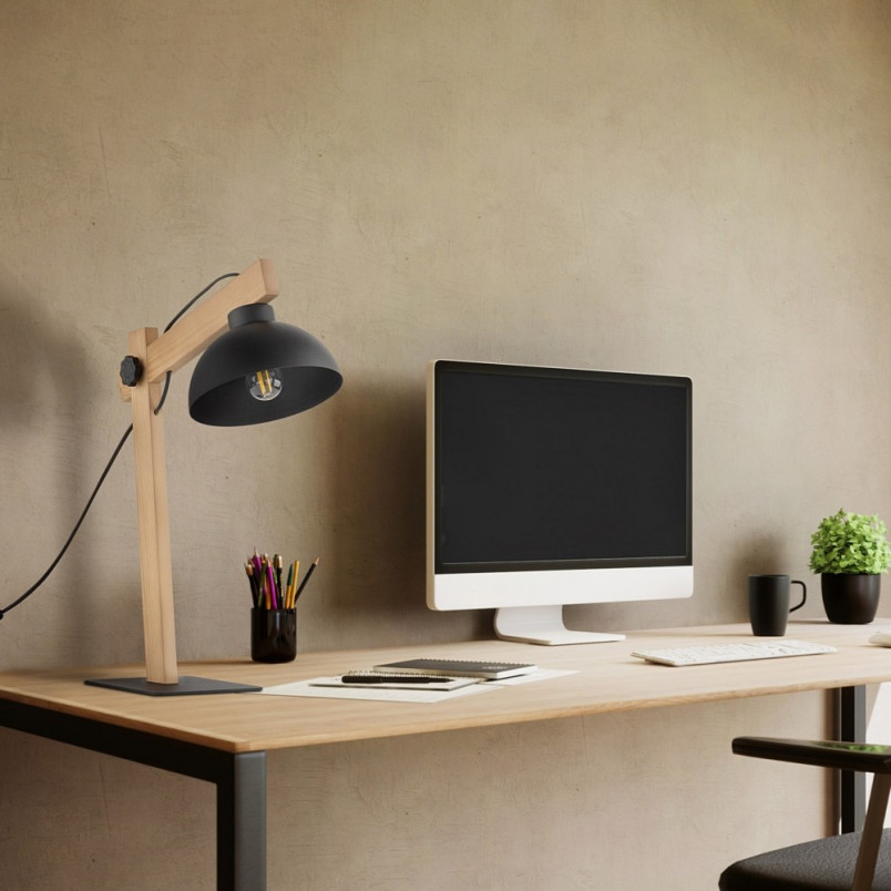 Lampa biurkowa loft Oslo czarny / drewno TK Lighting