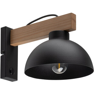 Kinkiet z włącznikiem Oslo czarny / drewno TK Lighting