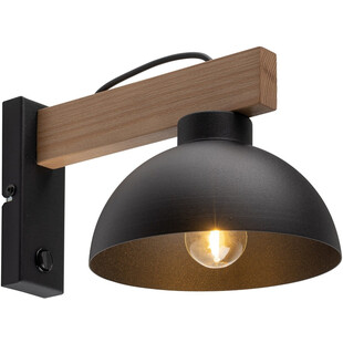 Kinkiet z włącznikiem Oslo czarny / drewno TK Lighting