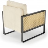 Fotel welurowy boho Ilario beż / czarny / rattan Halmar