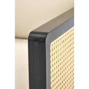 Fotel welurowy boho Ilario beż / czarny / rattan Halmar